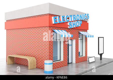 Electronics Store with copy space board isolated on white background ...