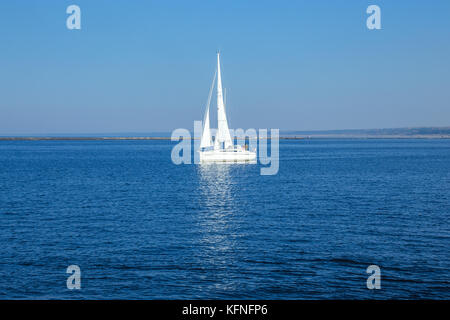 Latvia, Riga, Baltic sea, mole, wave, yacht. 2017 Stock Photo