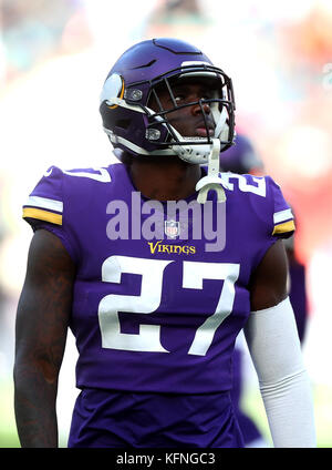 Minnesota Vikings' Stefon Diggs during the International Series NFL match  at Twickenham, London. PRESS ASSOCIATION Photo. Picture date: Sunday  October 29, 2017. See PA story GRIDIRON London. Photo credit should read:  Simon