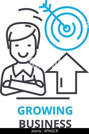 growing business concept , outline icon, linear sign, thin line pictogram, logo, flat illustration, vector Stock Vector