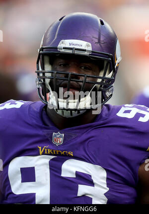 East Rutherford, New Jersey, USA. 6th Oct, 2019. Minnesota Vikings  defensive tackle Shamar Stephen (93) during a NFL game between the  Minnesota Vikings and the New York Giants at MetLife Stadium in