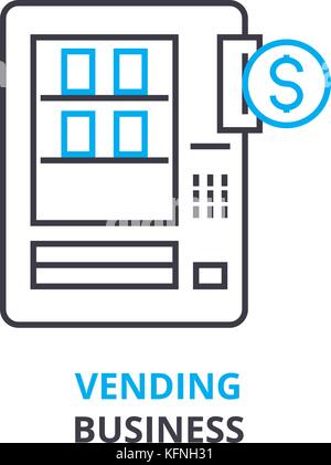 vending business concept , outline icon, linear sign, thin line pictogram, logo, flat illustration, vector Stock Vector