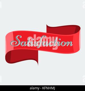 Illustrated Red glossy ribbon vector banner with solid flat color. Stock Vector