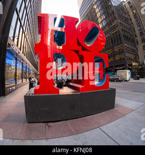 Robert Indiana's Hope' sculpture, 55th Street & 6th Ave, New York City, United States of America. Stock Photo