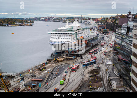 Road works around Slussen junction, Stockholm, Sweden Stock Photo