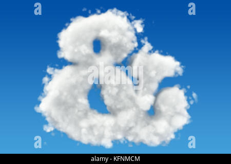 Ampersand symbol from clouds in the sky. 3D rendering Stock Photo