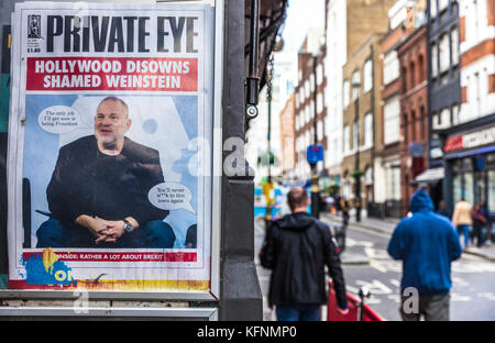 Harvey Weinstein on a promotional poster of Private Eye magazine, London, England, UK. Stock Photo