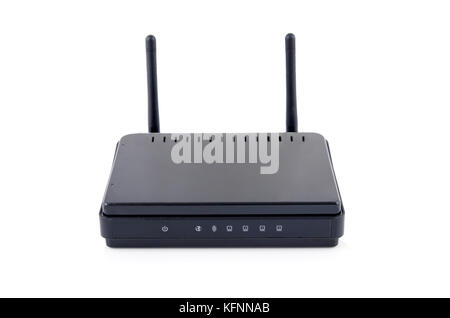 Wireless Wi-Fi router isolated on white. router wireless white isolated background broadband wifi technology concept Stock Photo