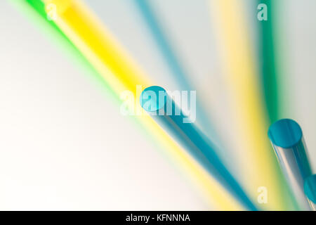 Macro of Drinking straws top view, isolated on white Stock Photo