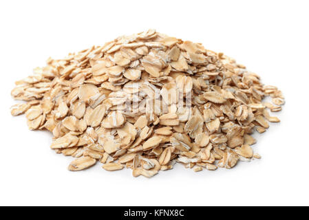 Pile of dry rolled oatmeal isolated on white Stock Photo