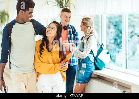 students spending time in college hall Stock Photo