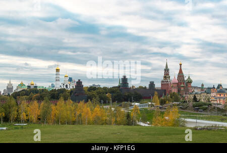 View of the Kremlin and St. Basil Cathedral in Moscow, Russia Stock Photo