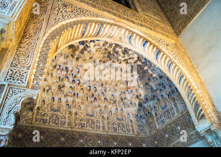 Islamic carving decoration, Mexuar palace, Alhambra palace, Granada, Andalucia, Spain Stock Photo