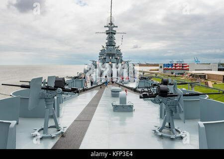 The USS Alabama Battleship at the Memorial Park in Mobile, Alabama, USA. The park has a collection of notable military aircraft and museum ships Stock Photo