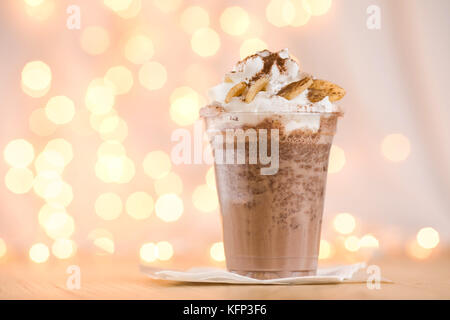 Banana cocoa in a plastic beaker to take out Stock Photo