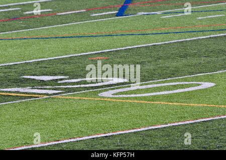 20 yard line on football field Stock Photo
