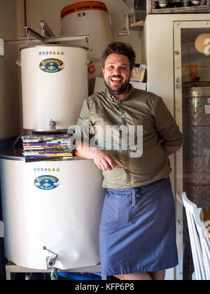 Morgondagens Ekologistka, a small beer brewery using organic products to create beers in Hamburgsund, West Sweden. Stock Photo