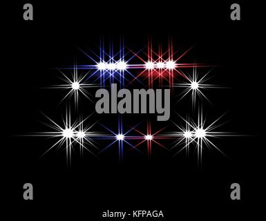 Abstract light effects. Police car at night with lights in front. illustration Stock Vector