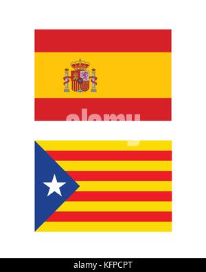 Spain and Catalonia flags Stock Vector