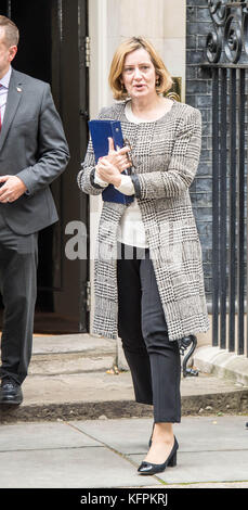 London, UK. 31st Oct, 2017. Amber Rudd, Home Secretary, leaves a cabinet meeting at 10 Downing Street. Credit: Ian Davidson/Alamy Live News Stock Photo
