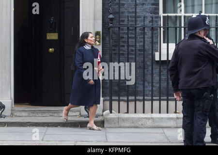 London, UK. 31st Oct, 2017. Priti Patel Secretary of State for International Development leaves Downing Street after the weekly cabinet meeting Credit: amer ghazzal/Alamy Live News Stock Photo