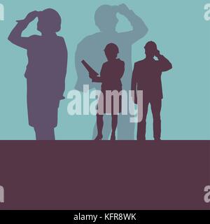 Architect man and woman designer with protective helmet and blueprints in hands vector abstract background Stock Vector