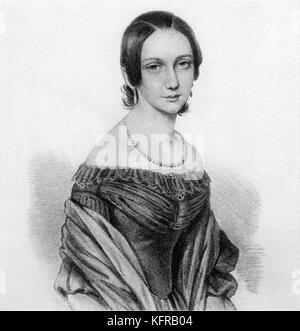 Clara Schumann in 1840. German pianist (1819-1896), née Wieck, wife of the composer, Robert Schumann. Stock Photo