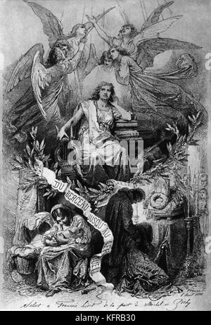 Du berceau jusqu'au cercueil (from the cradle to the grave). Franz Liszt 's Apotheosis. Engraving after a drawing by Michel de Zichy. Hungarian pianist and composer,  22 October 1811 - 31 July 1886. Stock Photo