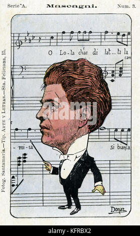 pietro mascagni caricature and score italian composer 7 december 1863