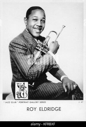 Roy Eldridge - portrait. Roy David 'Little Jazz' Eldridge, American jazz trumpeter: 30 January 1911 – 26 February 1989. No. 47 in the 'Jazz Club' Portrait Gallery series. Stock Photo
