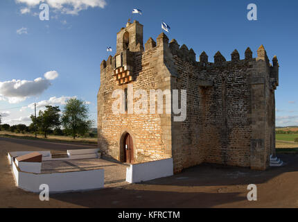 Lateral view of Boa-Nova Chapel or Sanctuary of Nossa Senhora da (Our Lady of) Boa-Nova. A rare case of a fortified church dating of fourteenth centur Stock Photo