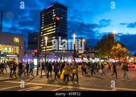 Downtown Essen, Germany, at the central station, skyline of the office towers, downtown, business district, Stock Photo