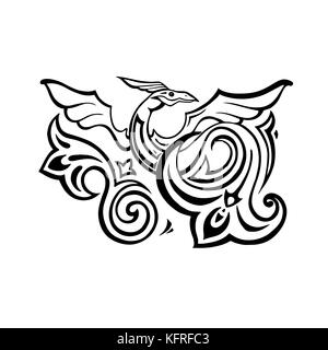 Dragon. Traditional Vector illustration. Ethnic tattoo style Stock Vector