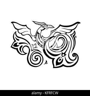 Dragon. Traditional Vector illustration for coloring book. Ethnic tattoo style Stock Vector