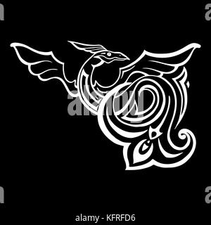 Dragon. Traditional Vector illustration. Ethnic tattoo style Stock Vector