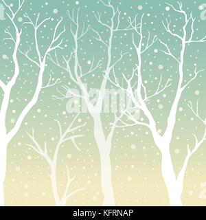 Trees with no leaves. Continuous Pattern. Partly Seamless. Vector Illustration Stock Vector