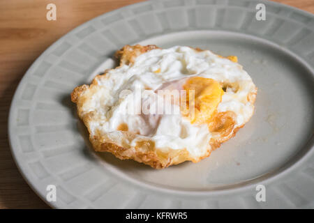 Sunny-Side Up Fried Egg on a Dish Stock Photo