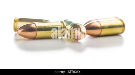 9mm pistol bullet isolated on white background. Stock Photo