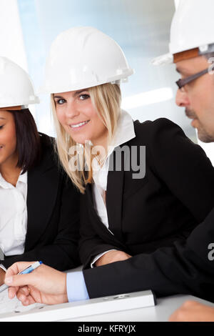 Portrait of woman architect at the meeting Stock Photo