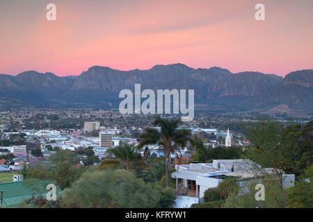 Paarl Valley at sunset, Paarl, Western Cape, South Africa Stock Photo