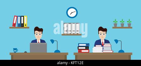 https://l450v.alamy.com/450v/kft12e/vector-illustration-of-two-office-workers-in-one-office-with-different-kft12e.jpg