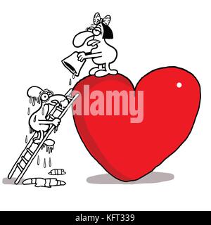 Humorous vector cartoon about Valentines day and love Stock Vector