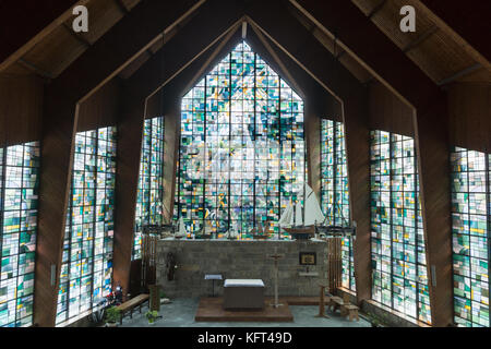 Interior view of the Chapelle Notre Dame Du Bon Port, St Valery en Caux, Normandy, France, Europe