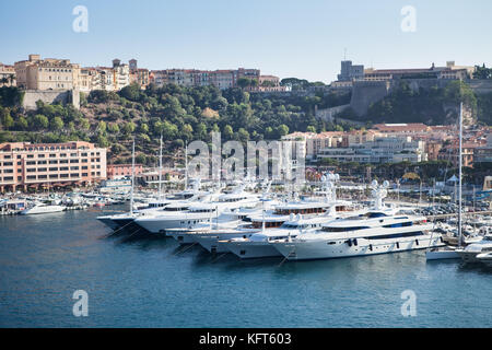 Photo of a row of yachts in Monaco Port, Monte Carlo Stock Photo