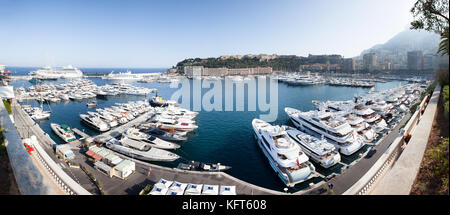 Panorama of yachts in Monaco Port, Monte Carlo Stock Photo