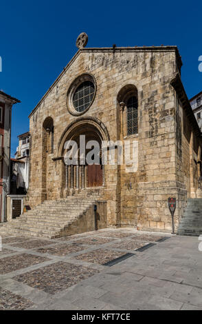 Church of Santiago in Coimbra, Portugal, consecrated in 1206, one of the main Romanesque style monuments in the city. Stock Photo