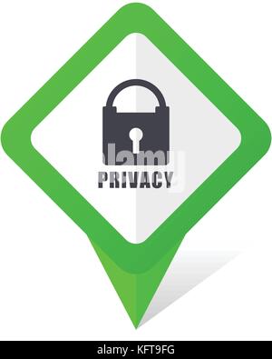 Privacy green square pointer web and mobile phone vector icon in eps 10 on white background with shadow Stock Vector