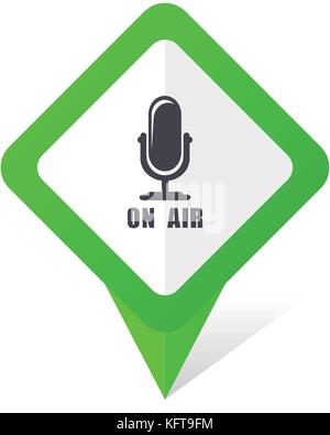 On air green square pointer web and mobile phone vector icon in eps 10 on white background with shadow Stock Vector