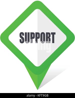 Support green square pointer web and mobile phone vector icon in eps 10 on white background with shadow Stock Vector