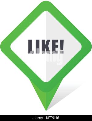 Like green square pointer web and mobile phone vector icon in eps 10 on white background with shadow Stock Vector